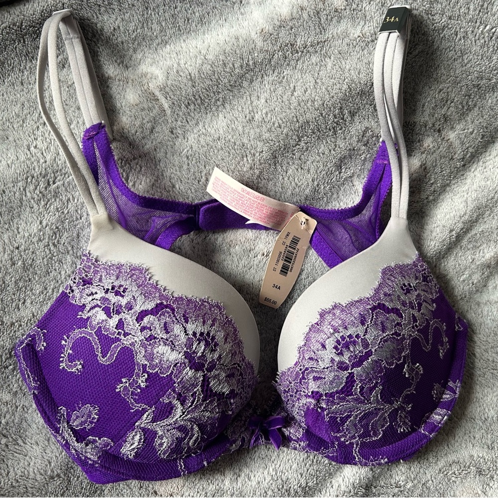Victoria's Secret Purple and Gray Lace Bra